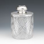 American Brilliant Cut Glass and Sterling Silver Tobacco Jar