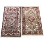 Two Extra Fine Hand Knotted Bamboo Silk Tabriz Carpets