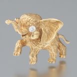 14k Gold and Diamond 3D Elephant Baby Pin/Brooch