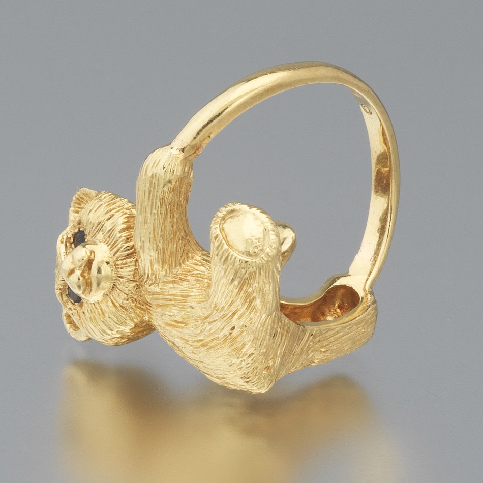 Ladies' Gold and Blue Sapphire Teddy Bear Ring - Image 7 of 8