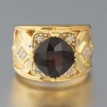 Ladies' Vintage Gold, Garnet and Diamond Ring