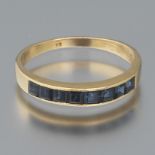 Ladies' Gold and Blue Sapphire Band