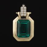 Ladies' Elegant Art Deco Style Gold, 8 ct Tourmaline and Diamond Pendant