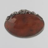 Ladies' Artisan Sterling Silver and Amber Pin/Brooch