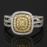 Ladies' Yellow and White Diamond Ring, AIG Report