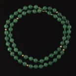 Gold and Green Jade Beaded Necklace