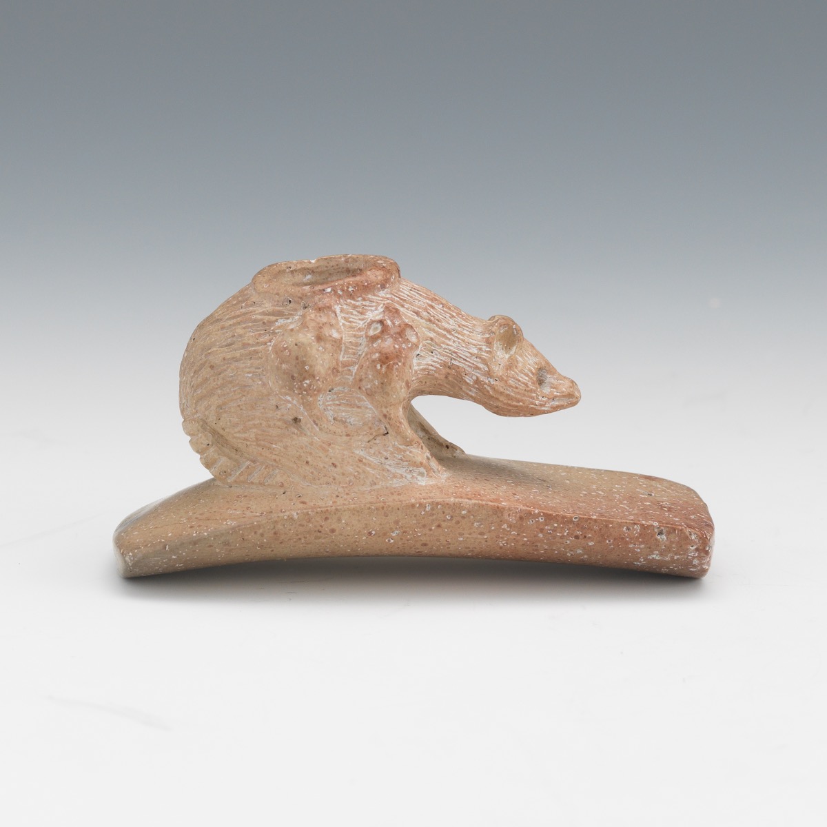 Carved Effigy Pipe of an Opssom - Image 2 of 7