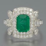 Platinum, 2.36 Carat Emerald, and Diamond Ring
