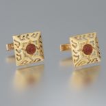 Pair of Vintage Gold and Carnelian Cufflinks
