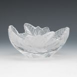 Lalique Clear and Frosted Crystal Vase, "Compiegne" Pattern