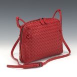 Bottega Veneta Intrecciato Red Leather Shoulder Bag