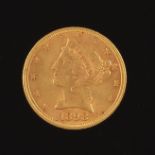 1898 Coronet Head Gold $5 Half Eagle Coin