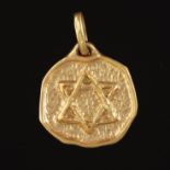 Uno-A-Erre Italian Hand Hammered Gold Mogen David Pendant