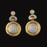 A Pair of Gold and Diamond Pendant Earrings