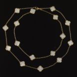 Ladies' VCA "Alhambra" Style Italian Gold Vermeil on Sterling Silver and Mother-of-Pearl Necklace