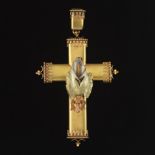 Large Victorian Impressive Renaissance Revival Four-Color Gold Calla Lily Cross