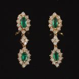 Pair of Emerald and Diamond Earrings