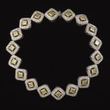 M. Beaudry Art Deco Style Platinum, Gold, Fancy Yellow and White Diamond Bracelet