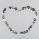 Ladies' Gold and Faceted Rutilated Black and White Quartz Necklace