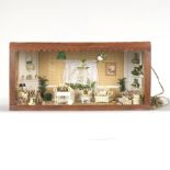 Vintage Doll House Wicker Room Shadow Box