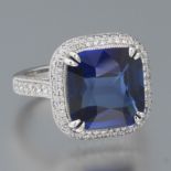 Fine 8.03 ct Ceylon Sapphire and Diamond Ring, GRS Report