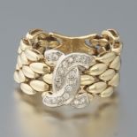 Ladies' Gold and Diamond Flexible Ring with Interlocked C's