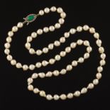 Ladies' Platinum, Gold, Diamond, Turquoise and Semi-Baroque Pearl Necklace