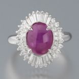 Ladies' Exquisite Platinum, 4.81 Ct Natural Star Ruby and Diamond Ballerina Ring