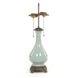Chinese Celadon Green Vase on American East Lake Design Base Lamp