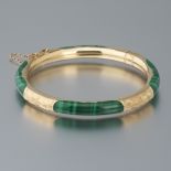 Carved Malachite and Gold Bangle Bracelet