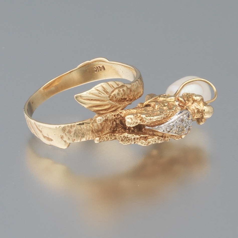 Ladies' Gold, Diamond, Ruby and Pearl Dragon with Pearl of Wisdom Ring - Image 7 of 7