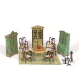 Vintage Doll House Green Provincial Furniture Room