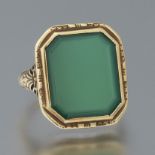 Art Deco Green Onyx and Gold Ring