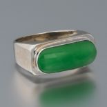 Gold and Apple Green Jadeite Saddle Ring