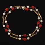 Ladies' Gold, Pearl and Coral Necklace