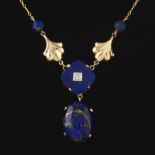 Ladies' Art Deco Style Gold and Lapis Necklace