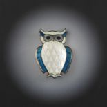 David Andersen Enamel and Sterling Silver Wise Owl Brooch