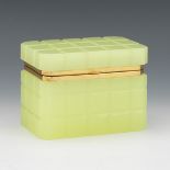 French Vaseline Glass and Gilt Metal Mounts Vanity Box