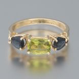 Ladies' Gold, Peridot and Blue Sapphire Ring