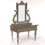Children's Sized Vanity Desk and Mirror in Silver Overlay