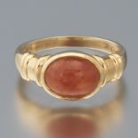 Ladies' Orange Jade Cabochon Ring