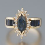 Ladies' Gold, Blue Sapphire and Diamond Ring