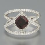 Ladies' Red Tourmaline and Diamond Ring