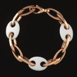 Ander Italian Rose Gold and White Agate Link Bracelet