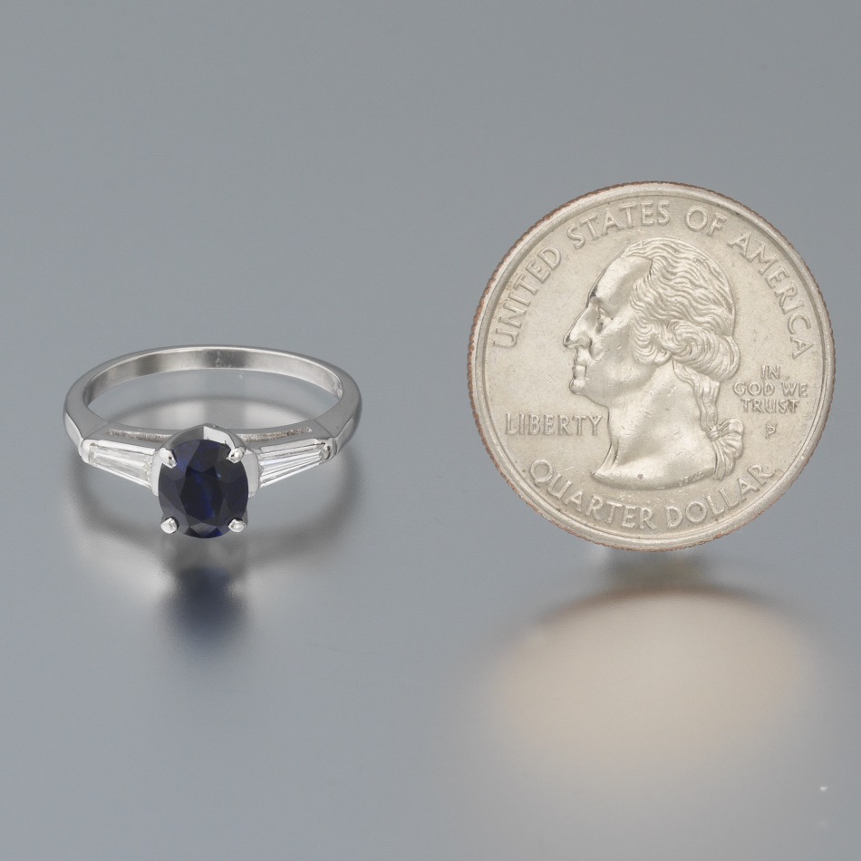 Ladies' Platinum, Blue Sapphire and Diamond Ring - Image 2 of 6