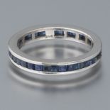 Ladies' Gold and Blue Sapphire Eternity Band