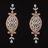 Pair of Pink and White Diamond Earrings