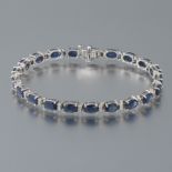 Ladies' Gold, Blue Sapphire and Diamond Tennis Bracelet