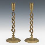 Vintage Brass Barley Twist Candlesticks