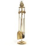 Victorian Style Brass Five-Piece Fireplace Tools, "Drusilla", by Peerage England
